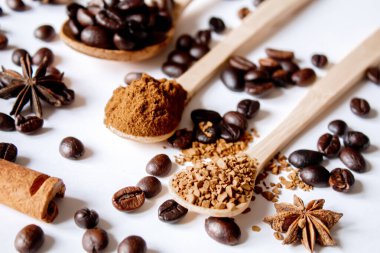 Kahve çekirdeği. Anasonlu yıldız. Kahverengi. seçili fokuc