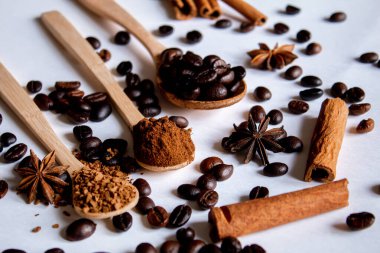 Kahve çekirdeği. Anasonlu yıldız. Kahverengi. seçili fokuc