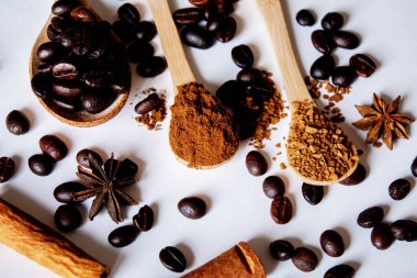 Kahve çekirdeği. Anasonlu yıldız. Kahverengi. seçili fokuc