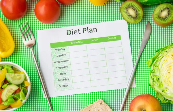 Diet plan for weight loss and treatment. Selective focus.