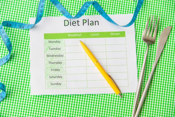 Diet plan for weight loss and treatment. Selective focus.