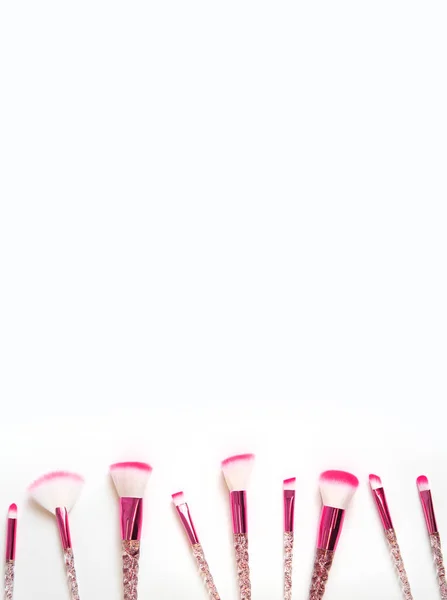 Makeup Brushes White Background Selective Focus — Stock Photo, Image