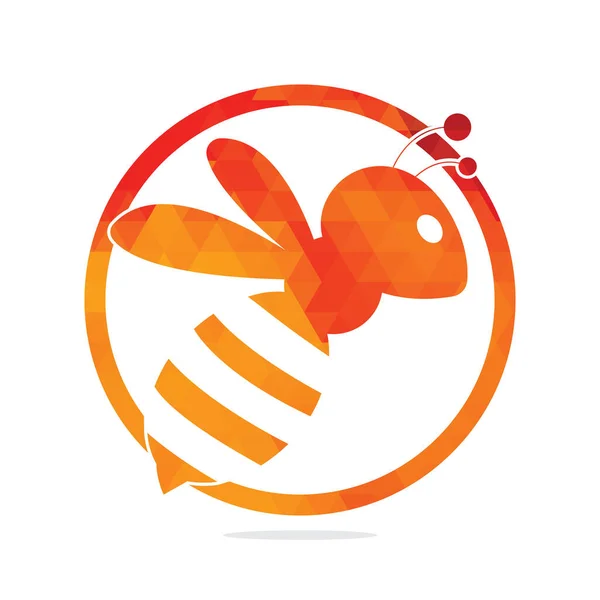 Honey Bee Animali Logo Vettoriale Concetto Design Logo Honey Bee — Vettoriale Stock