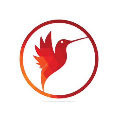 Kuş logosu. Beyaz arka planda izole edilmiş egzotik uçan sinekkuşunun vektör çizimi