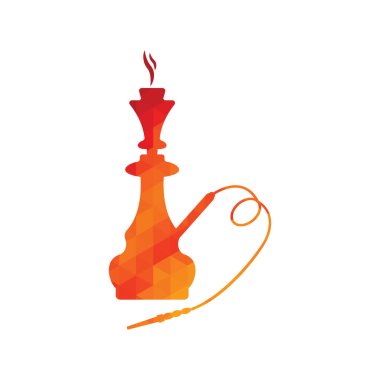 Nargile ve shisha logosu. Nargile seti ve aksesuar vektör çizimi.
