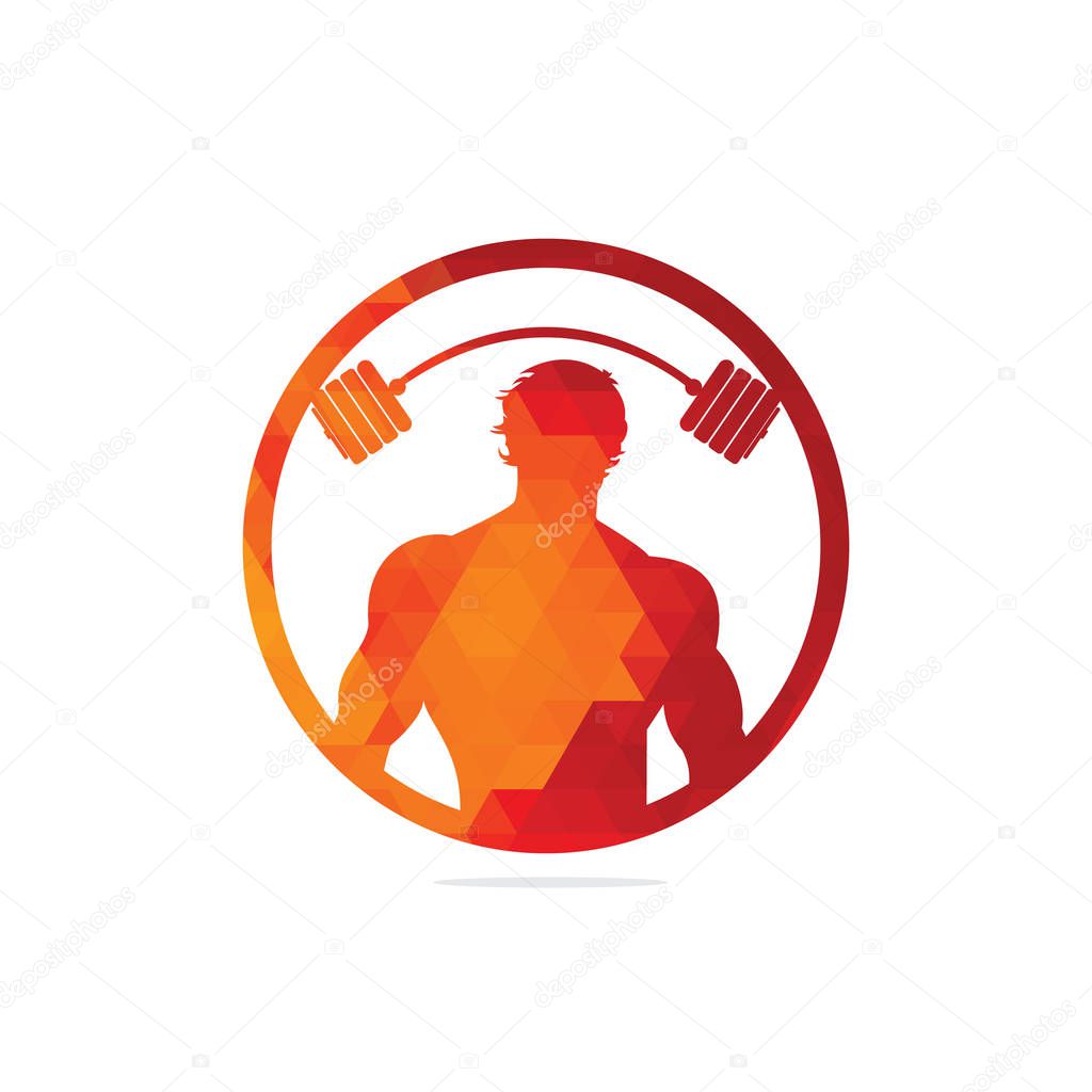 Bodybuilder Logo Template. Vector object and Icons for Sport Label, Gym Badge, Fitness Logo Design, Emblem Graphics.Sport Symbol, Exercise Logo.