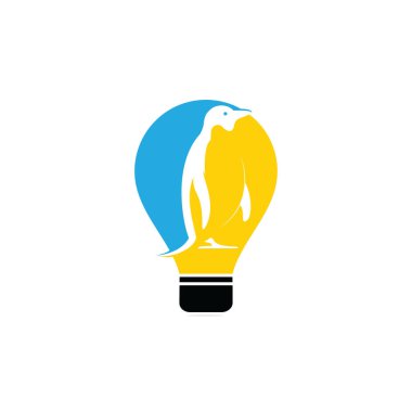 Yaratıcı Penguen Ampul Şekli Konsept Logo Şablon vektör resimleme tasarımı