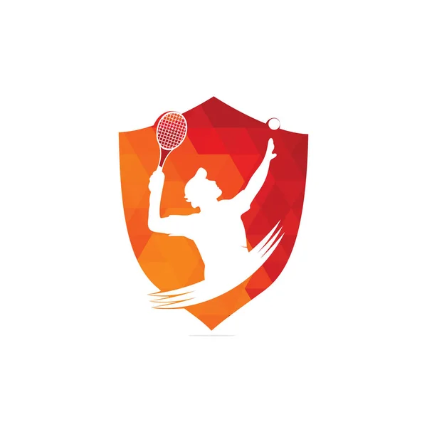 テニス テニス プレーヤーのボールとラケットのロゴとロゴのデザイン デザインのインスピレーション — ストックベクタ