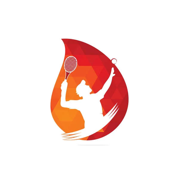 Diseño Del Logotipo Del Concepto Caída Tenis Con Pelota Jugador — Vector de stock