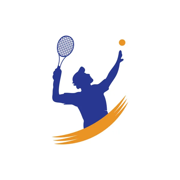 Disegni Logo Tennis Con Giocatori Tennis Palla Racchetta Logo Design — Vettoriale Stock