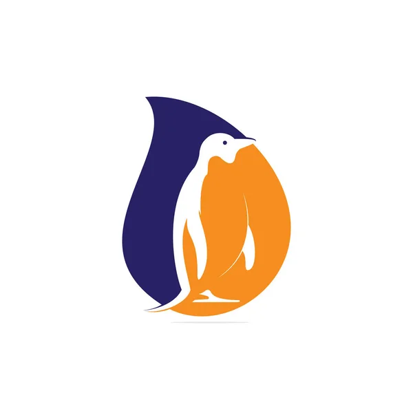 Kreativ Pinguin Tropfenform Konzept Logo Vorlage Vektor Symbol Illustration Design — Stockvektor