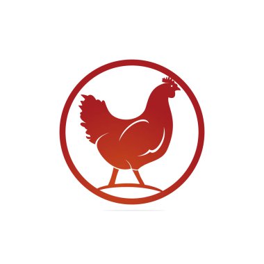Hen Logo Vektör İllüstrasyon Simgesi logosu. tavuk kuş vektörü simgesi simgesi. 