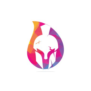 Sparta düşüşü konsept logosu. Eski Antika Spartalı savaşçı vektör tasarımı