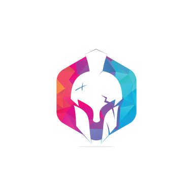 Sparta logosu. Eski Antika Spartalı savaşçı vektör tasarımı