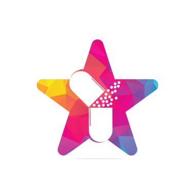Modern tıbbi kapsül yıldız şekilli logo taşıyıcı illüstrasyonu.