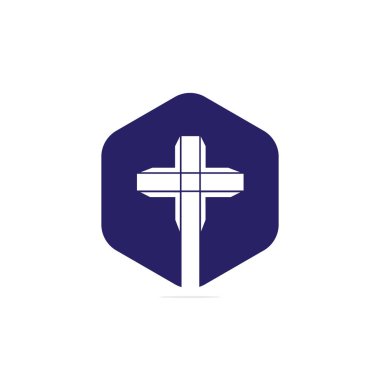 İnsanlar vektör logo tasarım şablonu kilise. Kilise ve Hıristiyan kuruluş logosu.