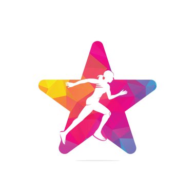 Koşan Kadın şekil konsepti Logo Tasarım Vektörü, Maraton logo şablonu, koşu kulübü veya spor kulübü, İllüstrasyon