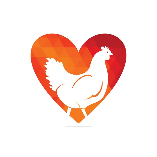 Hönshjärta Logo Vektor Illustration Ikon Logo Kyckling Fågel Vektor Ikonsymbol — Stock vektor