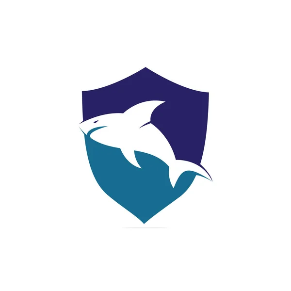 Concept Forme Bouclier Requin Logo Modèle Vectoriel Icône Illustration Design — Image vectorielle