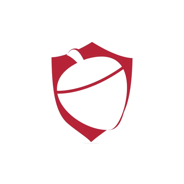Acorn Escudo Forma Conceito Logo Design Template Modelo Vetor Ilustração — Vetor de Stock