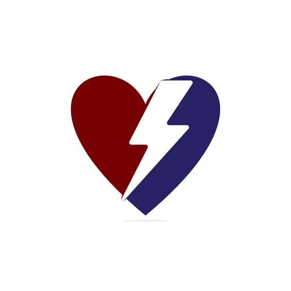 Electric Lightning Bolt Heart Shape Concept Logo Design Thunder Icon — Stockový vektor