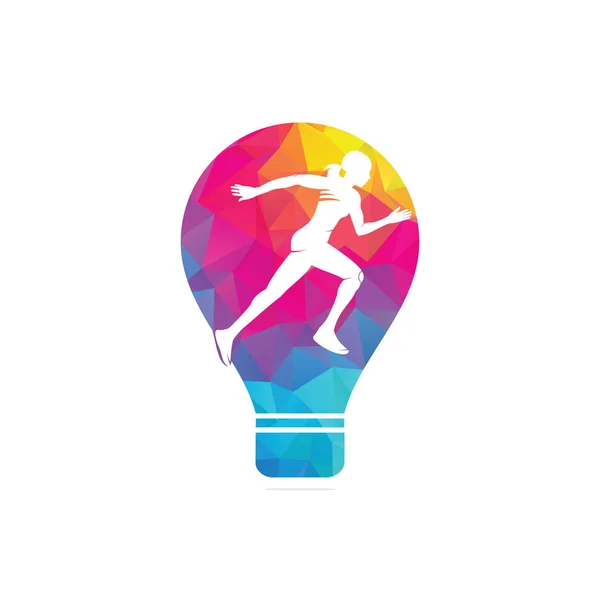 Diseño Del Logotipo Del Concepto Forma Bombilla Women Fitness Runner — Archivo Imágenes Vectoriales