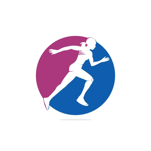 Koşan Kadın Logosu Vektör Tasarımı Maraton Logo Şablonu Koşu Kulübü — Stok Vektör