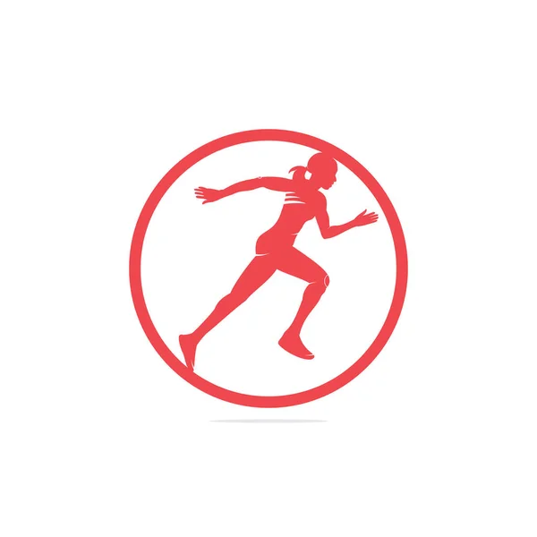 Silhouette Donna Esecuzione Logo Disegni Vettoriale Modello Logo Maratona Running — Vettoriale Stock