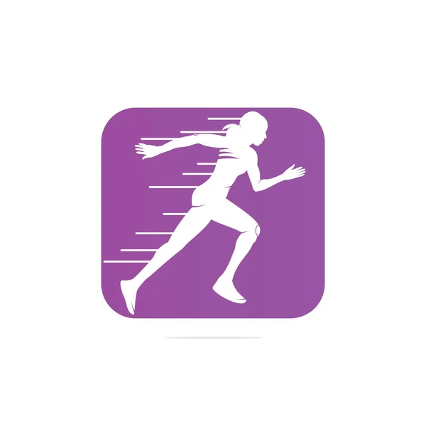 Koşan Kadın Logosu Vektör Tasarımı Maraton Logo Şablonu Koşu Kulübü — Stok Vektör