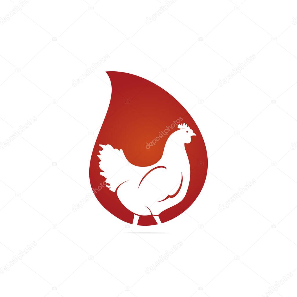 Hen drop shape concept Logo logo. chicken bird vector Icon Symbol.