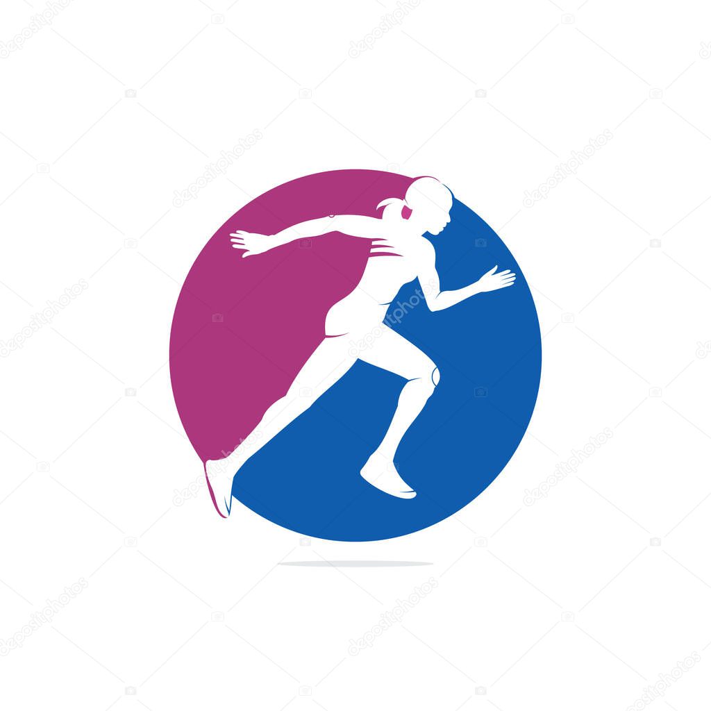 Running Woman silhouette Logo Designs Vector, Marathon logo template, running club or sports club, Illustration