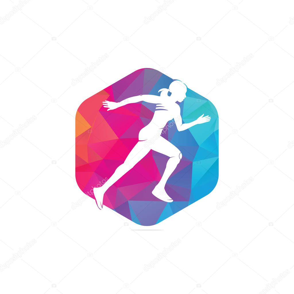 Running Woman silhouette Logo Designs Vector, Marathon logo template, running club or sports club, Illustration