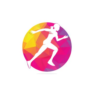 Koşan Kadın Logosu Vektör Tasarımı, Maraton logo şablonu, koşu kulübü veya spor kulübü, İllüstrasyon