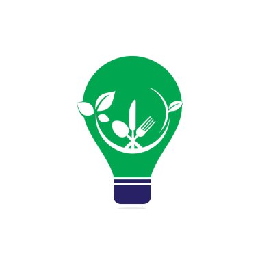 Yeşil ampul bitki sembolü logo vektör. Yeşil enerji logosu. Stilize eko logo biyo yakıt. Yenilenebilir yeşil enerji logo tasarımı.