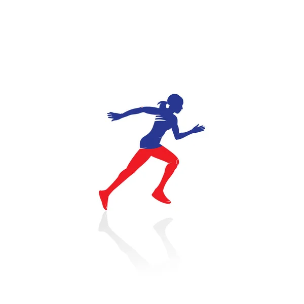 Запуск Женского Силуэта Logo Designs Vector Шаблон Логотипа Marathon Беговой — стоковый вектор
