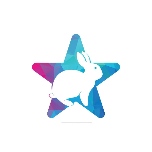 Kaninchenstern Form Konzept Vektor Logo Design Kreatives Laufendes Kaninchen Oder — Stockvektor