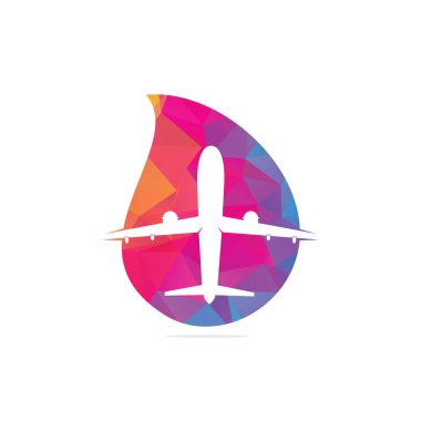 Uçak bırakma şekli vektör çizimi logo şablonu, uçak şirketi logosu, seyahat logosu.