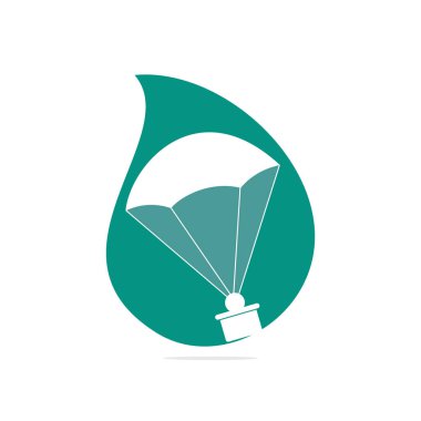 Hediye teslimat vektör logosu tasarımı. Paraşüt hediye teslimatı konsept konsept amblemi.