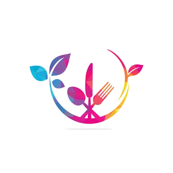 Modèle Logo Alimentaire Sain Vecteur Logo Alimentaire Biologique Avec Cuillères — Image vectorielle