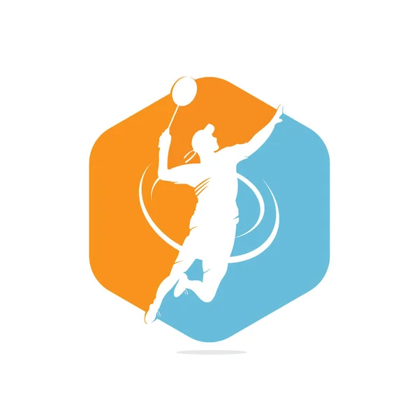 Logo Joueur Badminton Passionné Moderne Action Moment Gagnant Passionné Smash — Image vectorielle