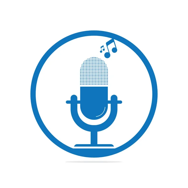 Microfono Podcast Logo Design Microfono Tavolo Studio Con Design Icona — Vettoriale Stock