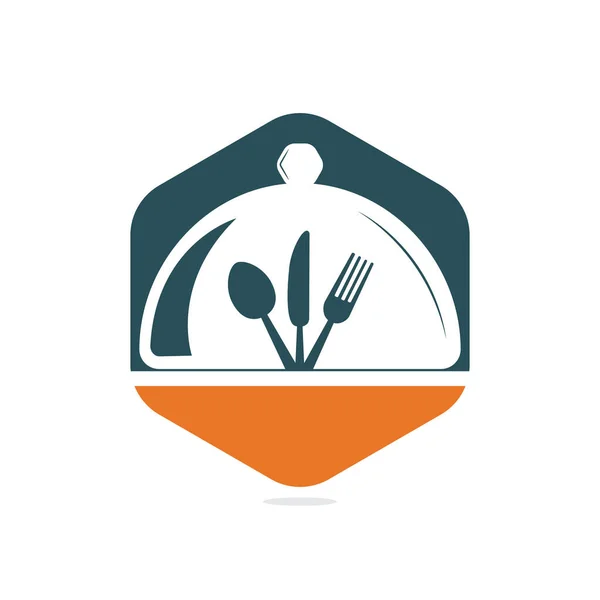 Plantilla Logotipo Alimentos Frescos Logotipo Comida Con Cuchara Cuchillo Tenedor — Vector de stock