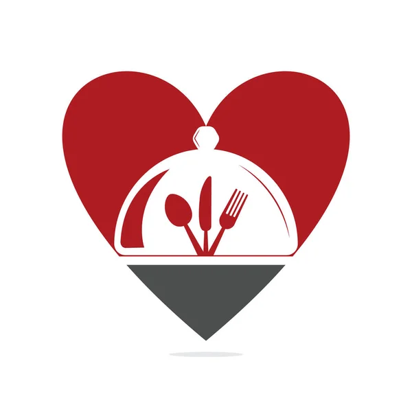 Plantilla Logotipo Concepto Forma Corazón Alimentos Logotipo Comida Con Cuchara — Archivo Imágenes Vectoriales