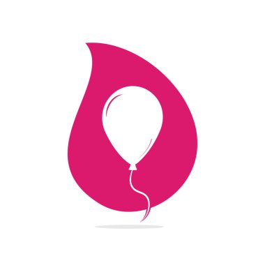 Balon damlası şekilli konsept logo tasarımı. Mutluluk logoti konsepti. Hava balonu sembolünü kutla.