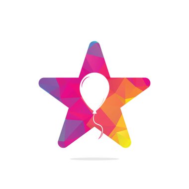 Balon yıldızı şekilli konsept logo tasarımı. Mutluluk logoti konsepti. Hava balonu sembolünü kutla.