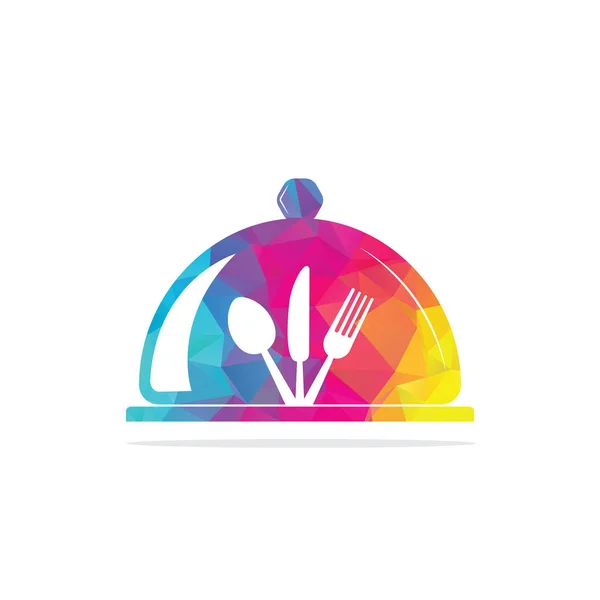 Taze Yiyecek Yıldızı Şekilli Konsept Logo Şablonu Yemek Logosu Kaşık — Stok Vektör