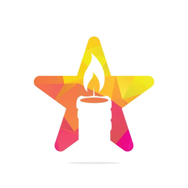Ilustracja Projektu Logo Świecy Kształcie Gwiazdy Streszczenie Świeca Wzór Wektora — Wektor stockowy