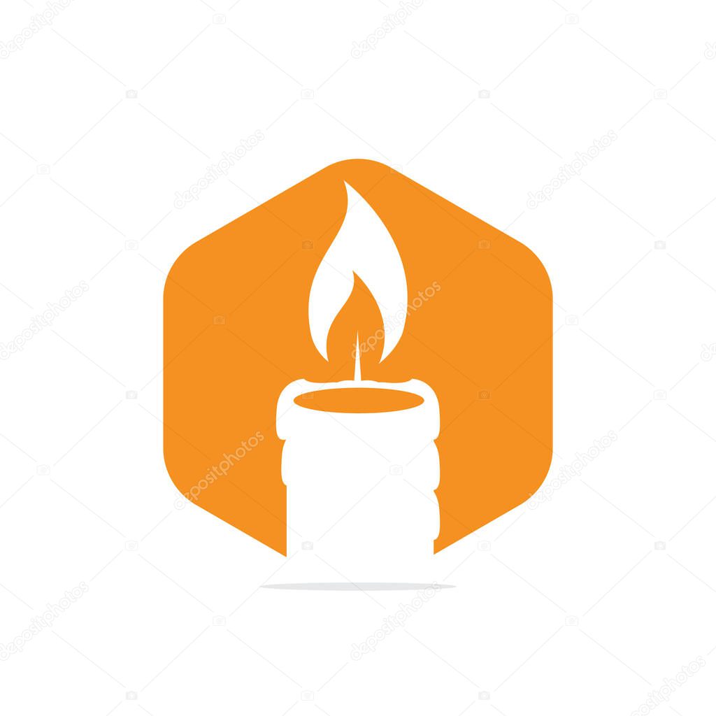 Candle logo design illustration. Abstract Candle fire logo vector template.