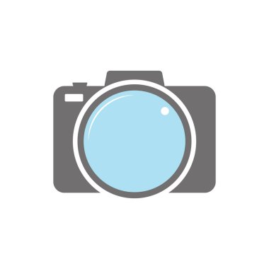 Kamera logosu vektör illüstrasyonu. Moda tasarım tarzında fotoğraf makinesi simgesi. Fotoğraf kamerası simgesi beyaz arkaplanda izole edildi.