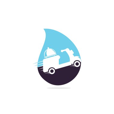 Gıda dağıtımı konsept logo tasarımı ile retro scooter.